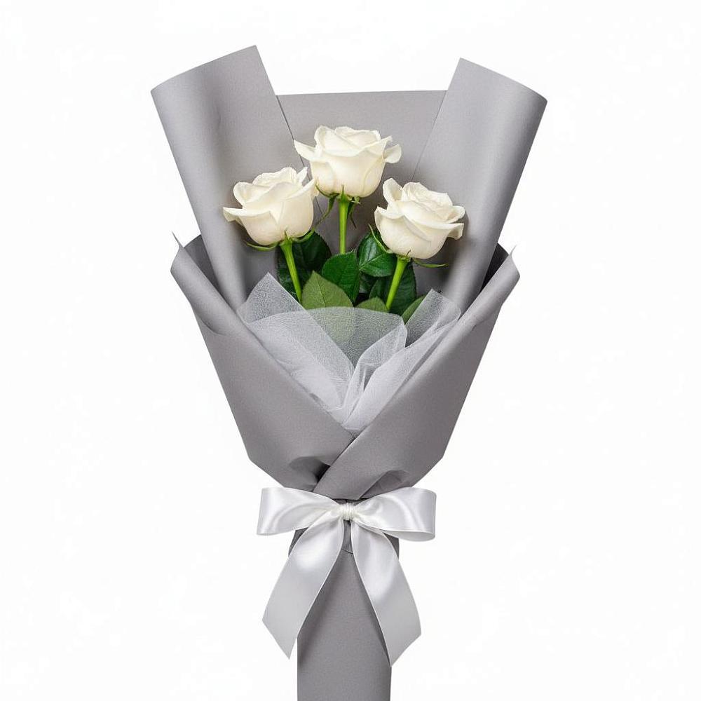 Букет 3 белые розы в Красном