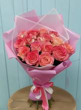Букет 15 Розовых роз Равель #REPLACE_PRED# Красном